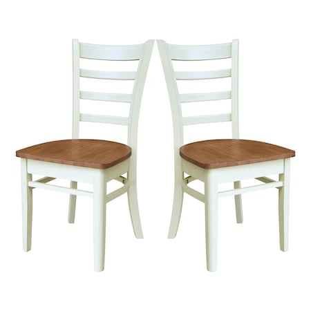 International Concepts Set of Two Emily Side Chairs, Hickory/Shell, 2PK C79-617P
